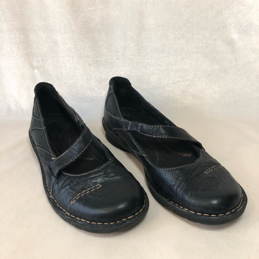 Clarks Bendables 83533 Black Textured Leather Slip-on Mary Jane Size 5